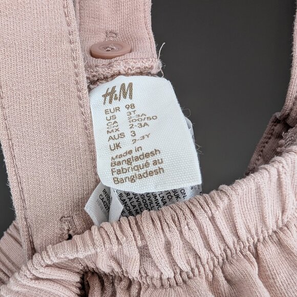 ๐ 2 for 15 ๐ H&M Neutral Soft Pink Pinafore Overall Dress | 100% Cotton - Picture 3 of 3